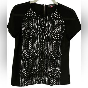 Black and White cutout blouse